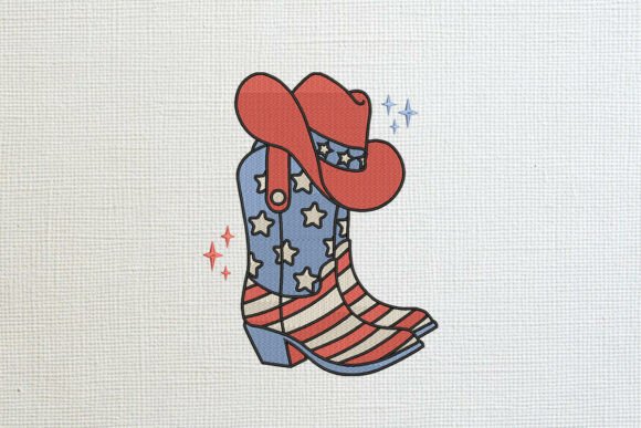 American Cowboy Boots Embroidery Design