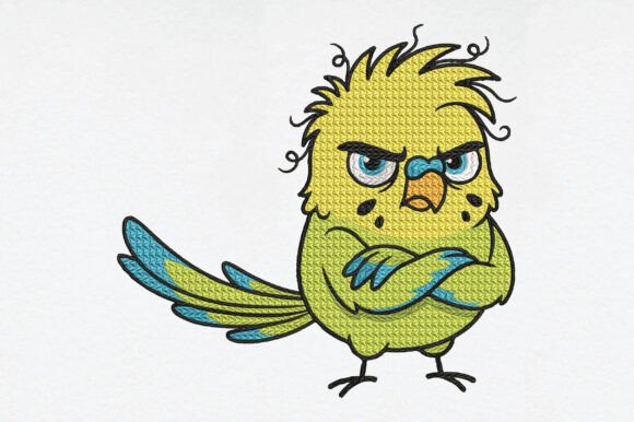Angry Budgie Parrot Embroidery Review