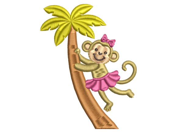 Monkey on Palm Tree Embroidery: A Charming Addition to Personalized Gift Lines