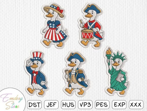 Patriotic Duck Embroidery Design Bundle