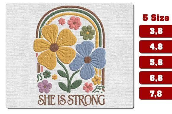 She Is Strong Boho Floral Embroidery PES Review