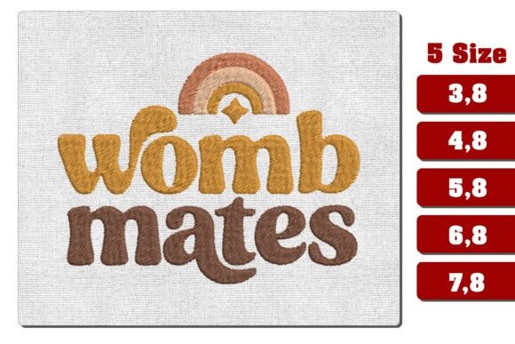 Womb Mates Twins Embroidery Design Boho